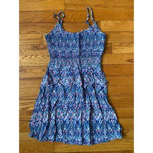 Blue Boho Print Fit & Flare Tank Top Dress